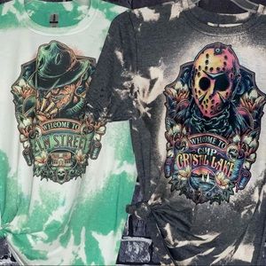 2 Halloween bleached and sublimated shirts.